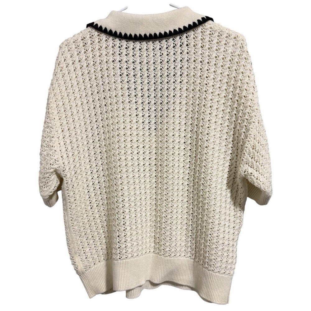 Varley Monte V-Neck Knit Polo Cream Women's‎ Size X-Large - Picture 2 of 12